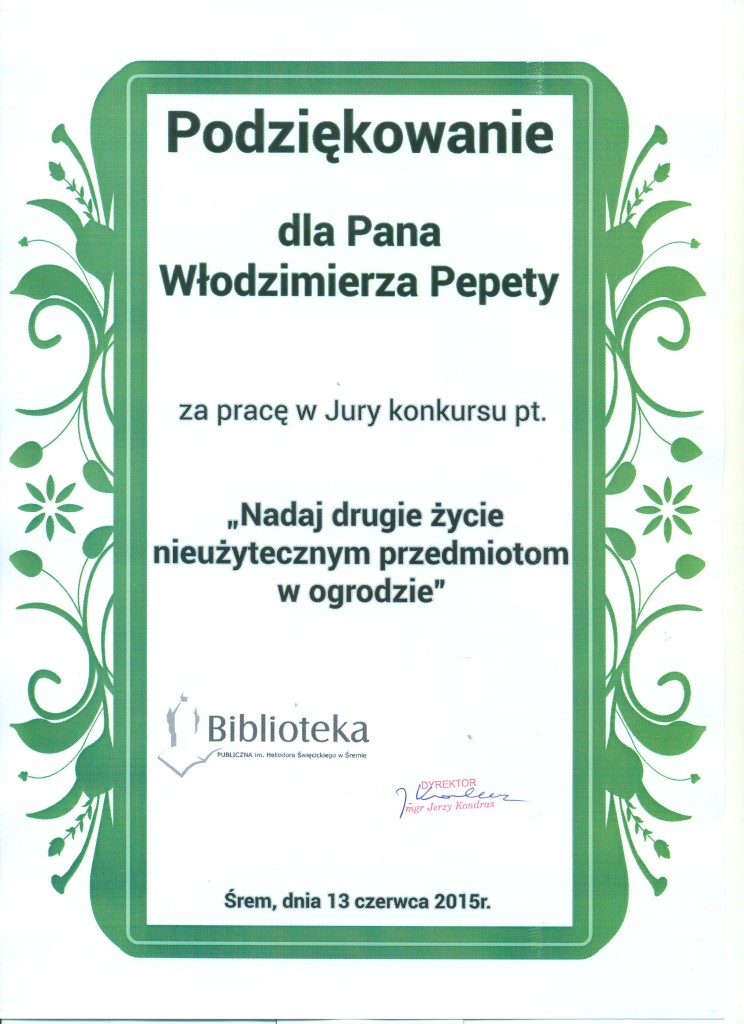 podziękowanie Biblioteka